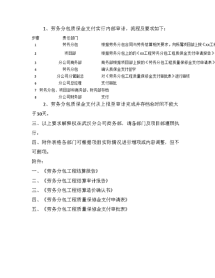 建筑工程劳务分包结算与质保金支付规范细则